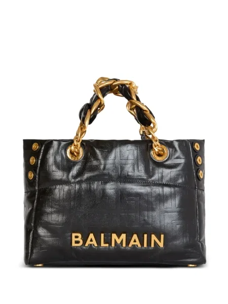 Geanta de piele Balmain din piele negru