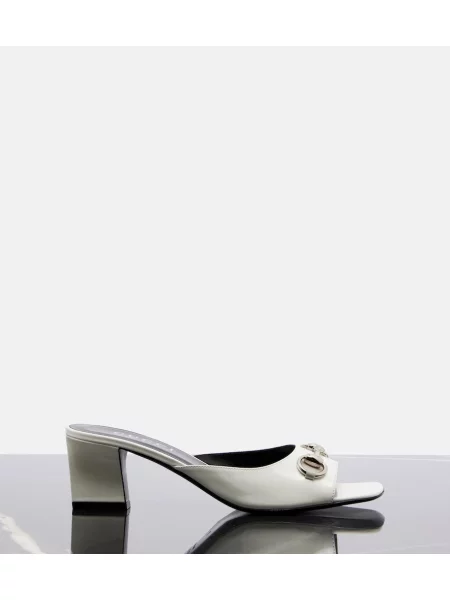 Papuci tip mules Gucci din piele alb