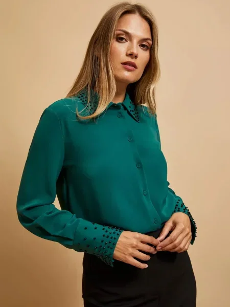 Cămașă Moodo cu mărgele negru