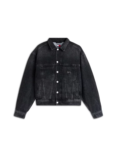Tommy Jeans Geacă de primăvară-toamnă gri denim / denim negru