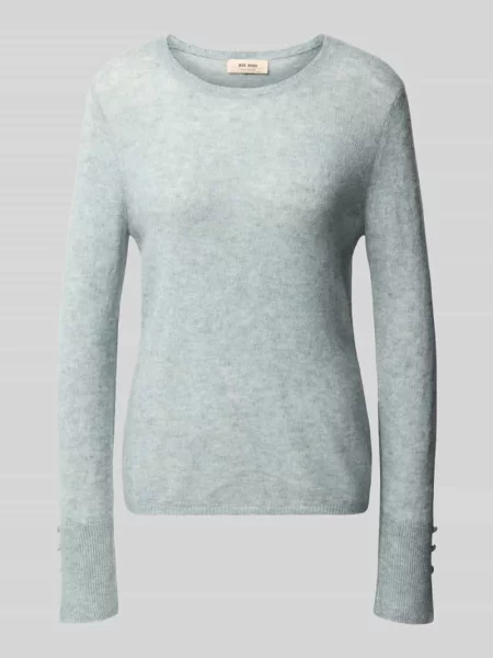 Sweter z dzianiny z okrągłym dekoltem model Mape Sophia' Mos Mosh błękitny