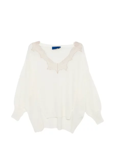 Pulover Mes Demoiselles cu decolteu în V din dantelă