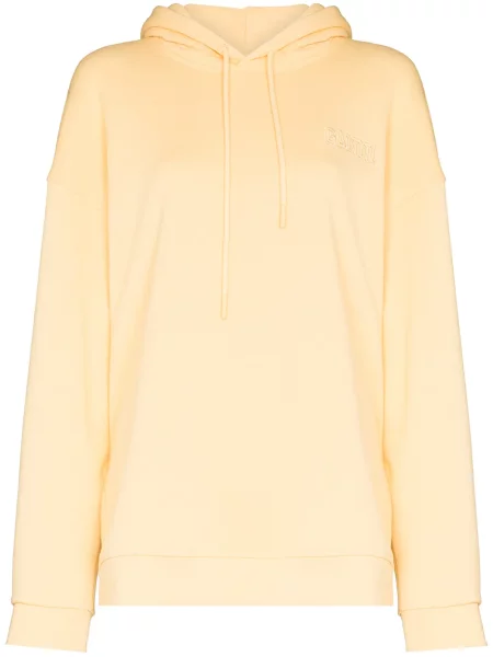 Hanorac cu glugă Ganni cu broderie galben