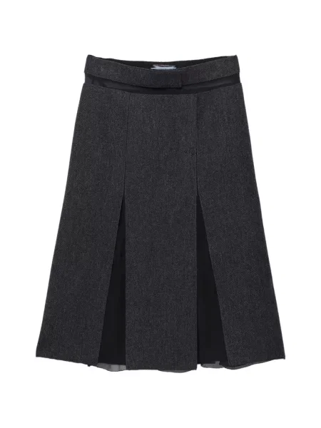 Fustă midi Prada de lână gri