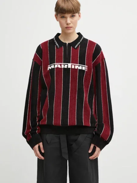 Μακρυμάνικο Martine Rose Sporty Logo Polo μπορντό ροζ
