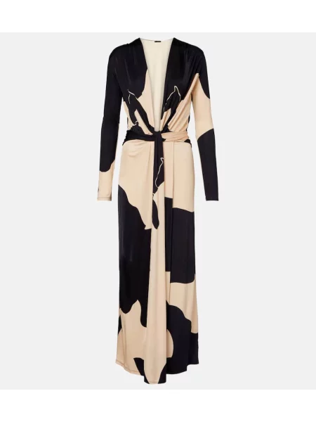 Oblekové maxi šaty Johanna Ortiz s potlačou béžová