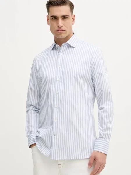 Hackett London cămașă din cu guler clasic regular albastru