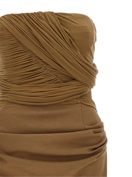 Rochie midi Magda Butrym drapată fără bretele maro