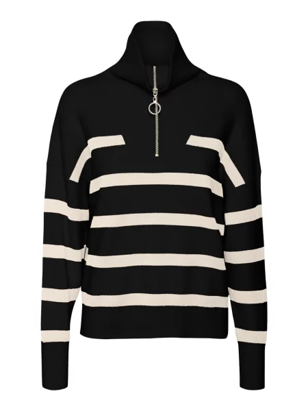 VERO MODA Pulover Saba negru / murdar alb