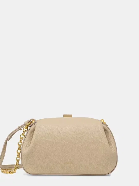 Yuzefi klasična torbica usnjena OYSTER CLUTCH MINI bež