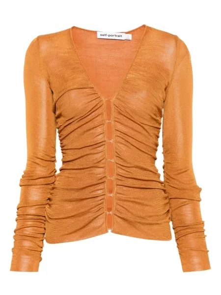 Top Self-portrait cu decolteu în V portocaliu