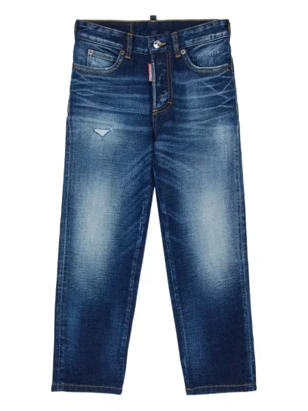 Jeansy straight leg dziecięce Dsquared2 niebieskie