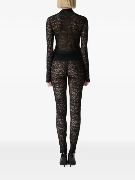 Bluză Vera Wang cu model floral din dantelă negru