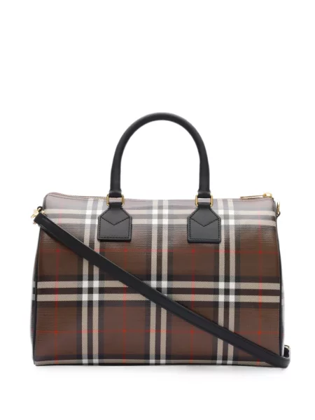 Geantă Burberry în carouri maro