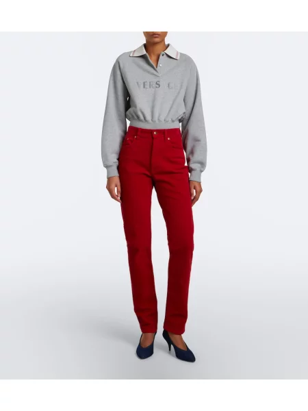 Pantaloni Versace de catifea cord roșu