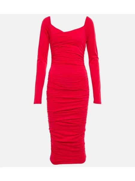 Zamatové oblekové midi šaty Velvet po kolená červená