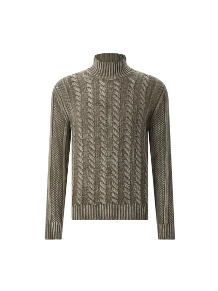 Lniany sweter z golfem Dondup zielony