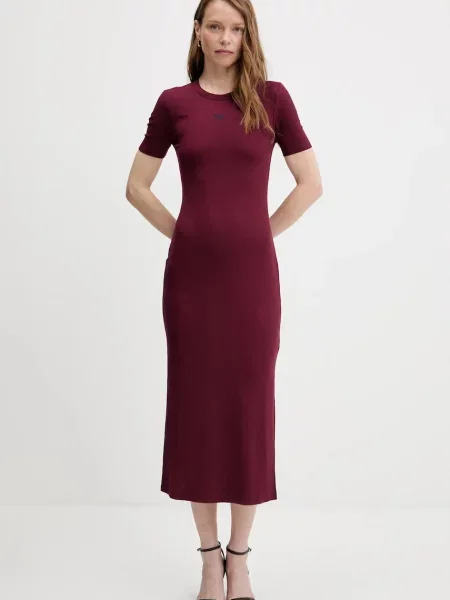 Calvin Klein Jeans sukienka bordowy maxi prosta czerwona