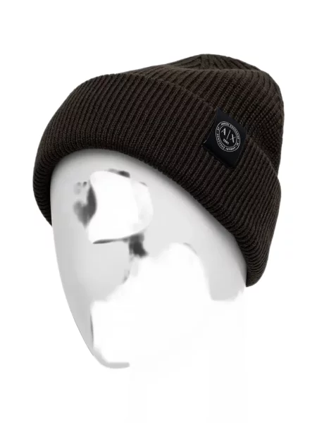 Căciulă Armani Exchange tricotate cu autograf maro