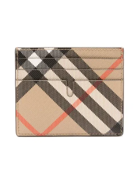 Portfel Burberry skórzany w kratę retro beżowy