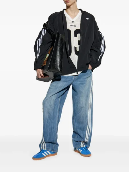 Szerokie jeansy Adidas czarne