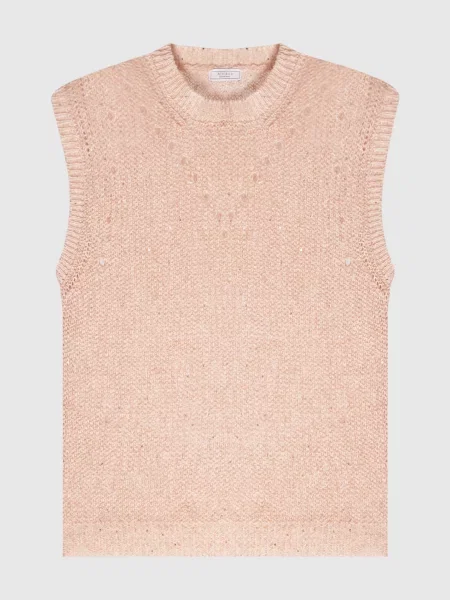Жилет з льоном з паєтками Peserico рожевий