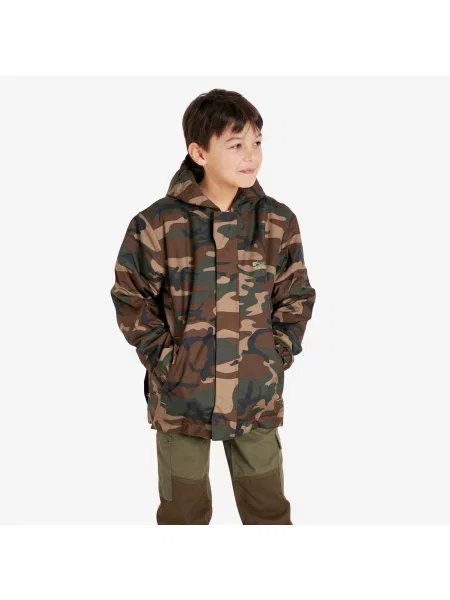 CIEPŁA KURTKA JUNIOR WOODLAND KAMUFLAŻ zielona