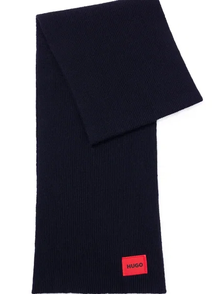 HUGO Fular Zaff 6 albastru noapte / cranberry roșu