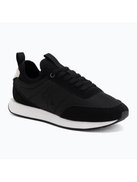 Încălțăminte pentru bărbați Calvin Klein Retro Runner Sock Laceup Mix matte black/bright white alb