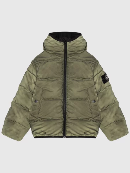 Дитяча пухова куртка кольору хакі з вінтажним ефектом Stone Island
