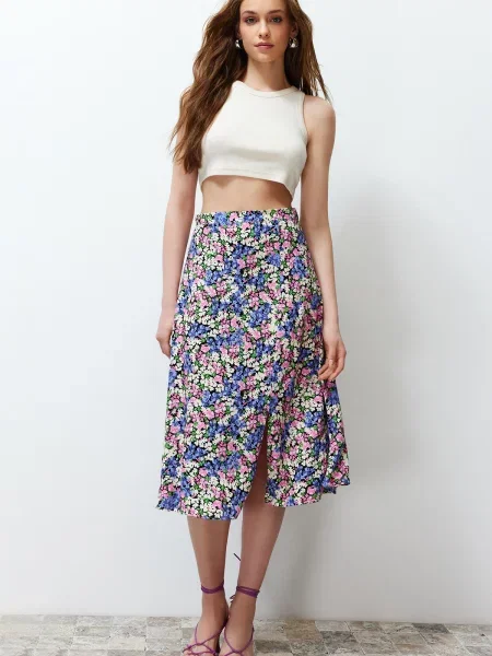 Fustă midi Trendyol cu model floral