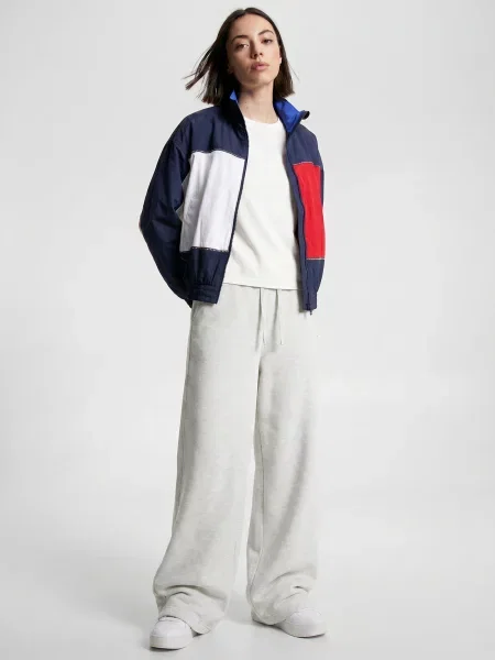 Geacă de blugi Tommy Jeans cu guler înalt albastru