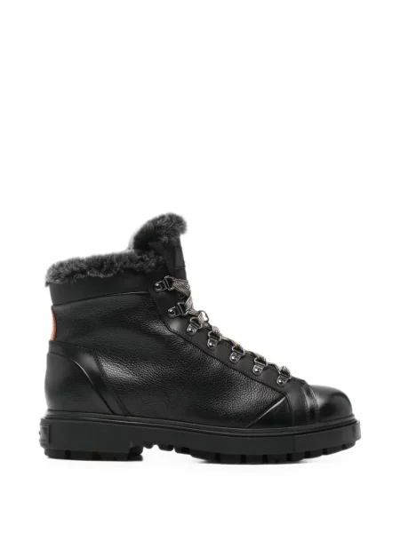 Botine Santoni cu șireturi din dantelă negru