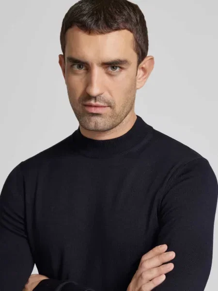 Sweter o kroju regular fit z czystej żywej wełny model Davide' Joop! Collection niebieski