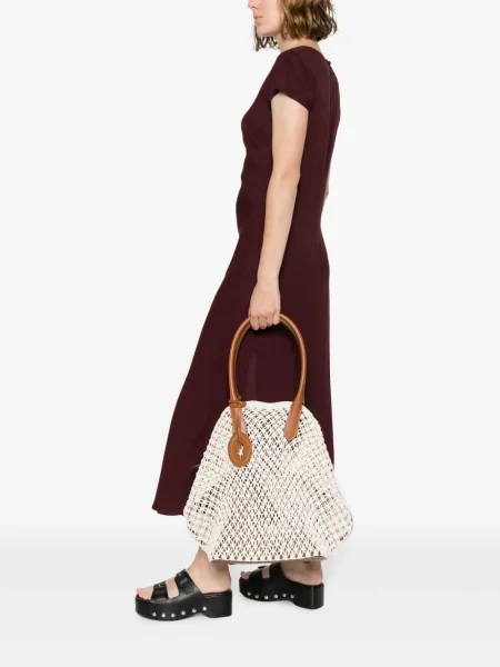 Boyfriendy Polo Ralph Lauren plecione z wysoką talią o krotszym kroju brązowe