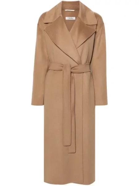 Vlněný opásaný kabát 's Max Mara hnědý