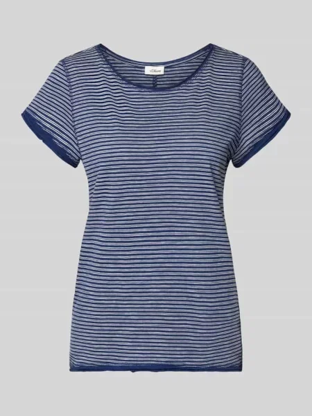 T-shirt o kroju regular fit z czystej bawełny S.oliver Red Label granatowa