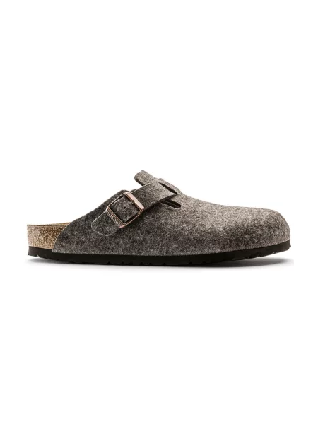 Birkenstock Boston Wool Felt Narrow Fit Kobiety Sandały Birkenstock Brązowy Size: czarne