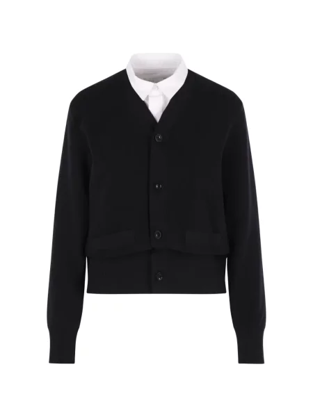Cardigan Sacai cu decolteu în V negru