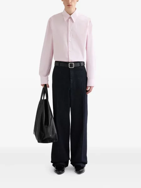 Cămașă Jil Sander din poplin lungă roz