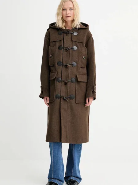 MUNTHE palton de lână LEVERNA de tranziție maro