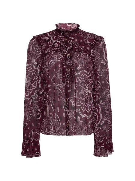 Cămașă Cara Cara cu volane cu model paisley violet