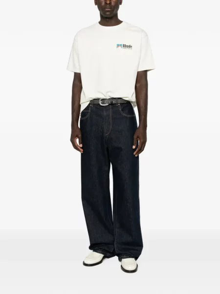 Tricou Rhude cu imagine alb