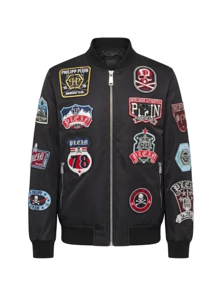 Geacă bomber Philipp Plein cu petice negru