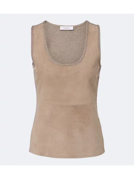 Top Max Mara din piele de căprioară bej