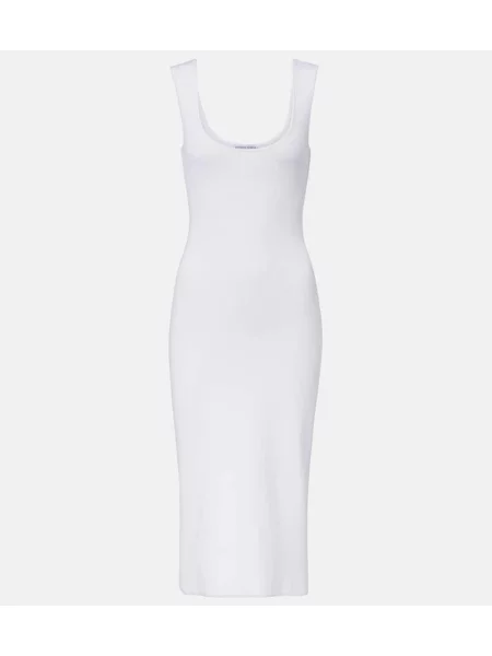 Rochie midi Bottega Veneta tricotate până la genunchi de costum alb