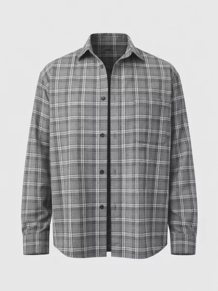 Сорочка повсякденна YUKI бавовна/вовна сірий