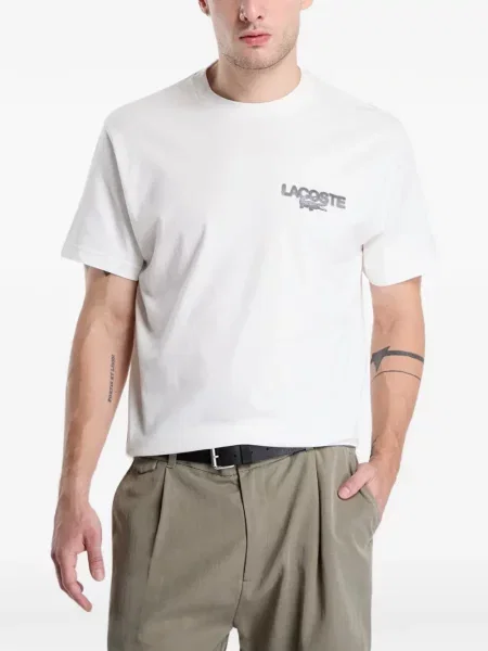 Scurt tricou Lacoste cu imagine alb
