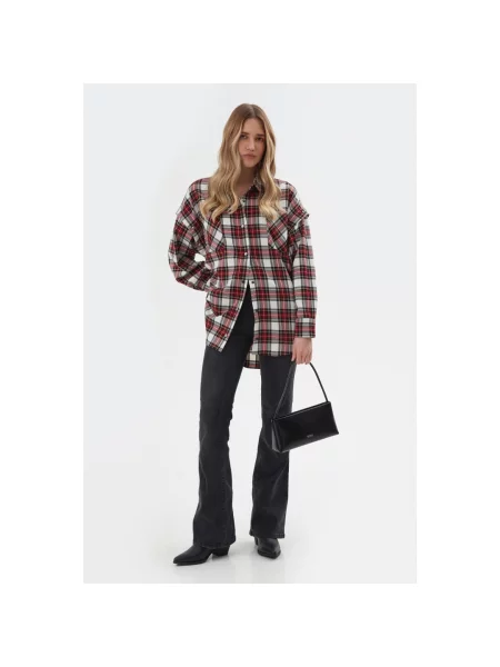 Сорочка червоно-сіра Estro сіра