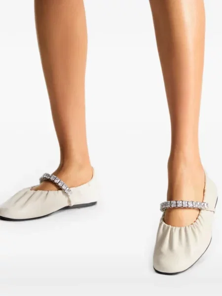 Balerini Jimmy Choo din piele cu bretele